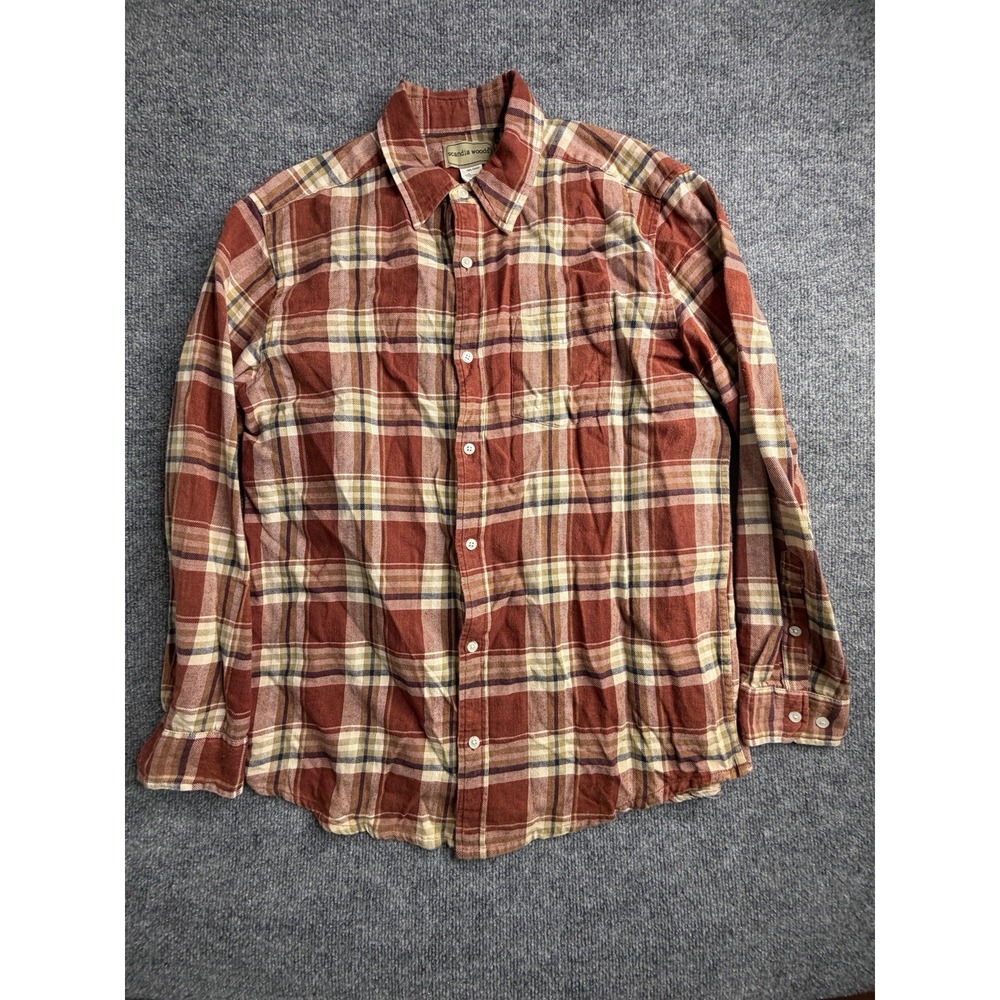 Scandia Woods Mens Long Sleeve Plaid Button-Up Flannel Shirt‎ Size M Rosewood